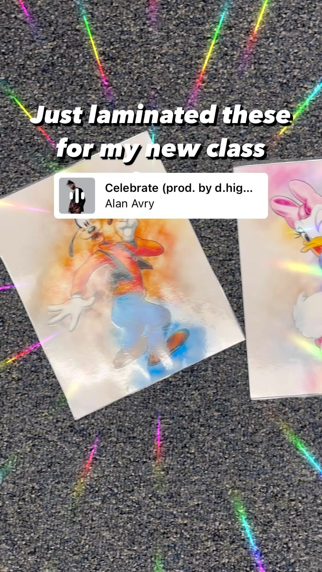 Laminating all day! Have to have Mickey and friends on the wall for my new classroom decor #classroomdecor #disney #disneyteacher #disneyland #iteachtoo