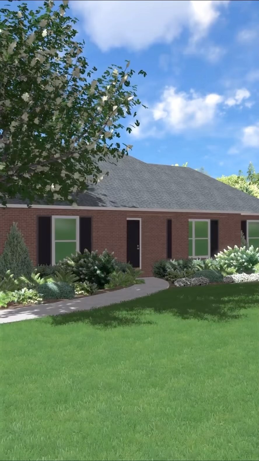 classic, southern, brick home with a little curb appeal.
I kept the large Crape Myrtle at the left side of the home, as well as an existing shrub on the right corner of the home. I then proposed all of all of the dated, overgrown shrubbery that is currently blocking the windows. I replaced them with an evergreen foundation planting of soft touch japanese hollies, with upright steeds hollies in some key areas. A few little line hydrangeas will add scale, as well some seasonal interest in the summer and fall with bountiful large lime green/white blooms. A mixture of ferns (out spring through fall), helleborus (bloom in late winter/early spring), and candytuft (bloom intermittently spring-fall) will fill in the spaces between and coincide to give seasonal interest for most of the year. Lastly, I proposed some mounding hellerās japanese holly in the foreground to match the foundation plantings, as well as provide more evergreens for the winter months. āØ
#landscapedesign #landscape #landscaping #landscapearchitecture #gardendesign #garden #southernlandscapedesign #remotelandscapedesign #curbappeal #outdoorliving #gardening #nature #remotelandscapedesigner #plants #lavender #landscapedesigner #construction #backyard #exteriordesign #charlottelandscapedesign #landscapelovers #lawncare #hardscape #beekeeper #landscapearchitect #garden #remotelandscapedesign #gardeninspiration #flowers #outdoordesign