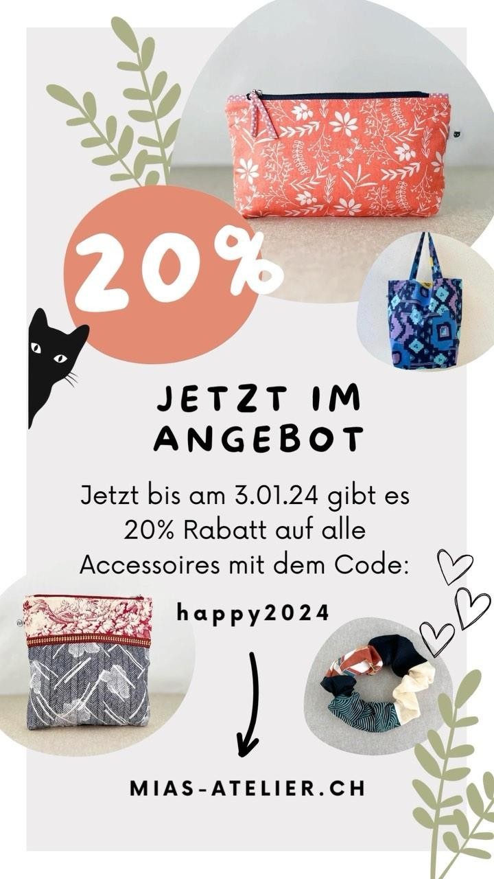 Und weil es so schön ist, freu dich über die erste Aktion im neuen Jahr 🥳😄😊🙋🏻♀️ Bis am 3.1.2024 gibt es 20% Rabatt auf alle Accessoires, mit dem Code: happy2024
Alle Accessoires sind Einzelstücke und wurden aus Stoffresten in Zürich hergestellt. ☺️🤗 Freue dich über dein ganz persönliches Schmuckstück! Melde dich für den Newsletter an und bleibe immer informiert, ob über neue Aktionen, Veranstaltung oder über neue Produkte im Shop🙋🏻♀️💛🌸
