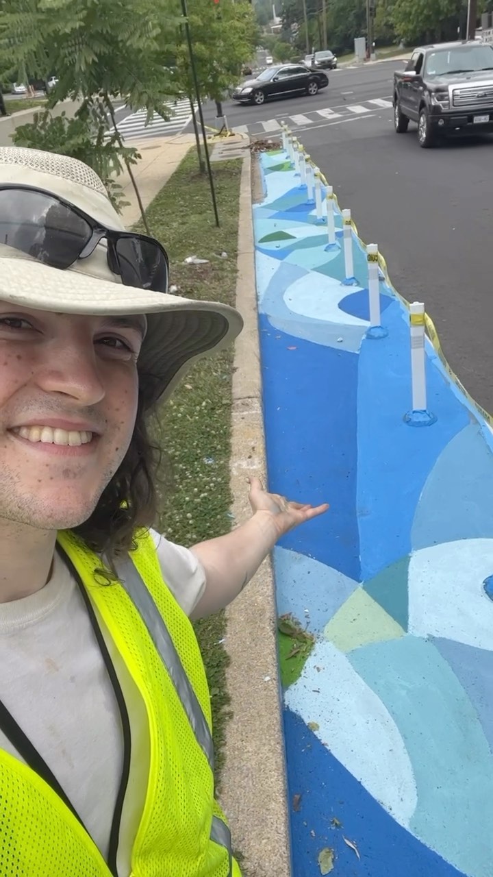 Serenade in blu ☺️🦋 Almost done with the ground mural at DC’s Randle Highlands Elementary! Thank you to all of the volunteers who’ve helped make this happen! 😊🥳 #DC #PublicArt #StreetMural #GroundMural #DCart #mural #completestreets #streetsafety
