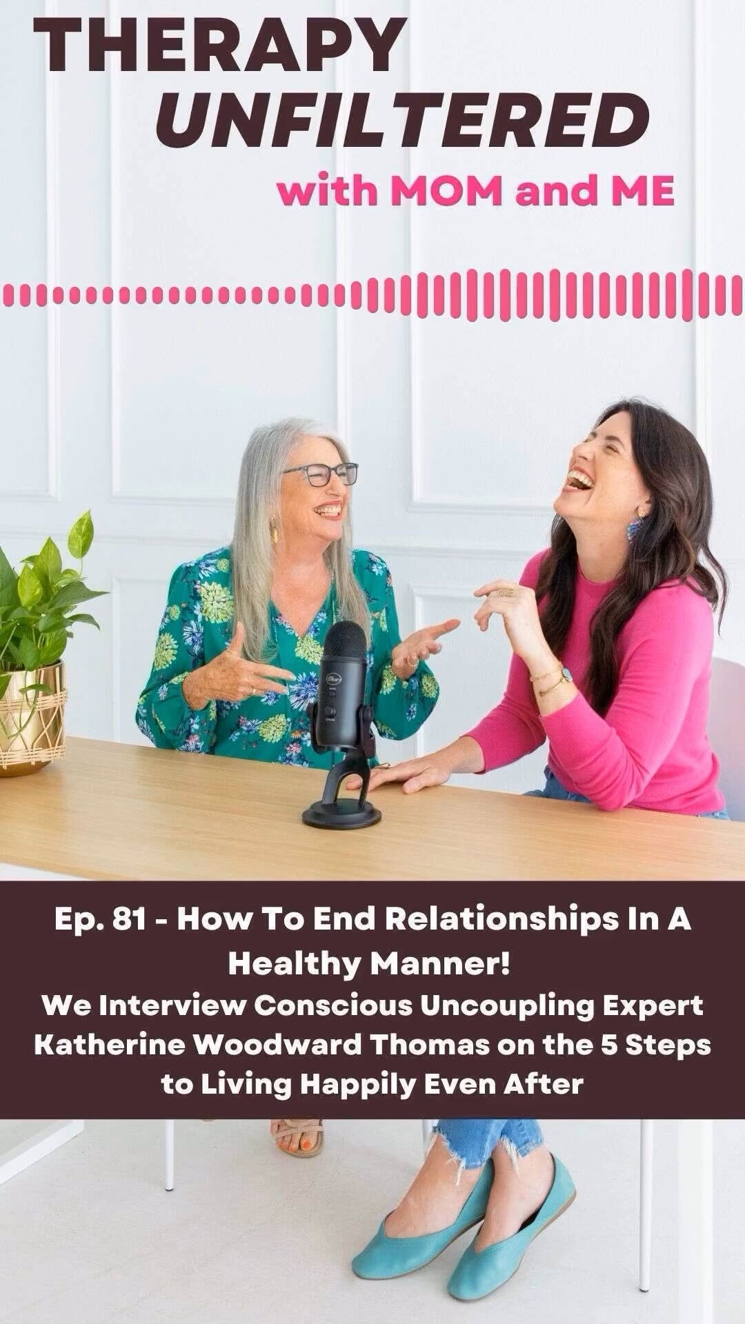 What a beautiful and awakening conversation with one of my faves @katherinewoodwardthomas on the Therapy Unfiltered with Mom and Me podcast! How To End Relationships in a Healthy Manner! We Interview Conscious Uncoupling Expert Katherine Woodward Thomas on 5 Steps to Living Happily Even After.
In this episode you’ll hear how I personally used Katherine’s book to heal from my breakup and shift my hurt and pain into gratitude and lessons, and you’ll get an overview of how to do this work yourself! It’s powerful and it truly works to transform post-traumatic stress into post-traumatic growth! 🤍
Katherine is the New York Times bestselling author and award-winning licensed marriage and family psychotherapist. She just launched her 6-week Guided Journey to Hope and Healing after Heartbreak where you will get live coaching from Katherine herself through this dynamic group coaching experience. Be sure to check her website for more opportunities to take her course! She’s such a gifted teacher. consciousuncoupling.com/course
✨Listen on your favorite podcast platform and let us know how you liked it!