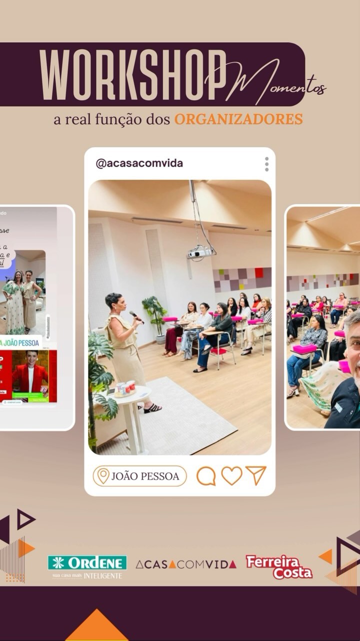 Agradecemos imensamente a todos que participaram do nosso Workshop sobre a real função dos ORGANIZADORES em João Pessoa! 📚✨ Foi maravilhoso compartilhar esse conhecimento com vocês. Um agradecimento especial à @ordeneoficial e à @ferreiracosta pela parceria essencial. 🤝🏠 Juntos, tornamos os lares mais práticos e elegantes! 🌟
