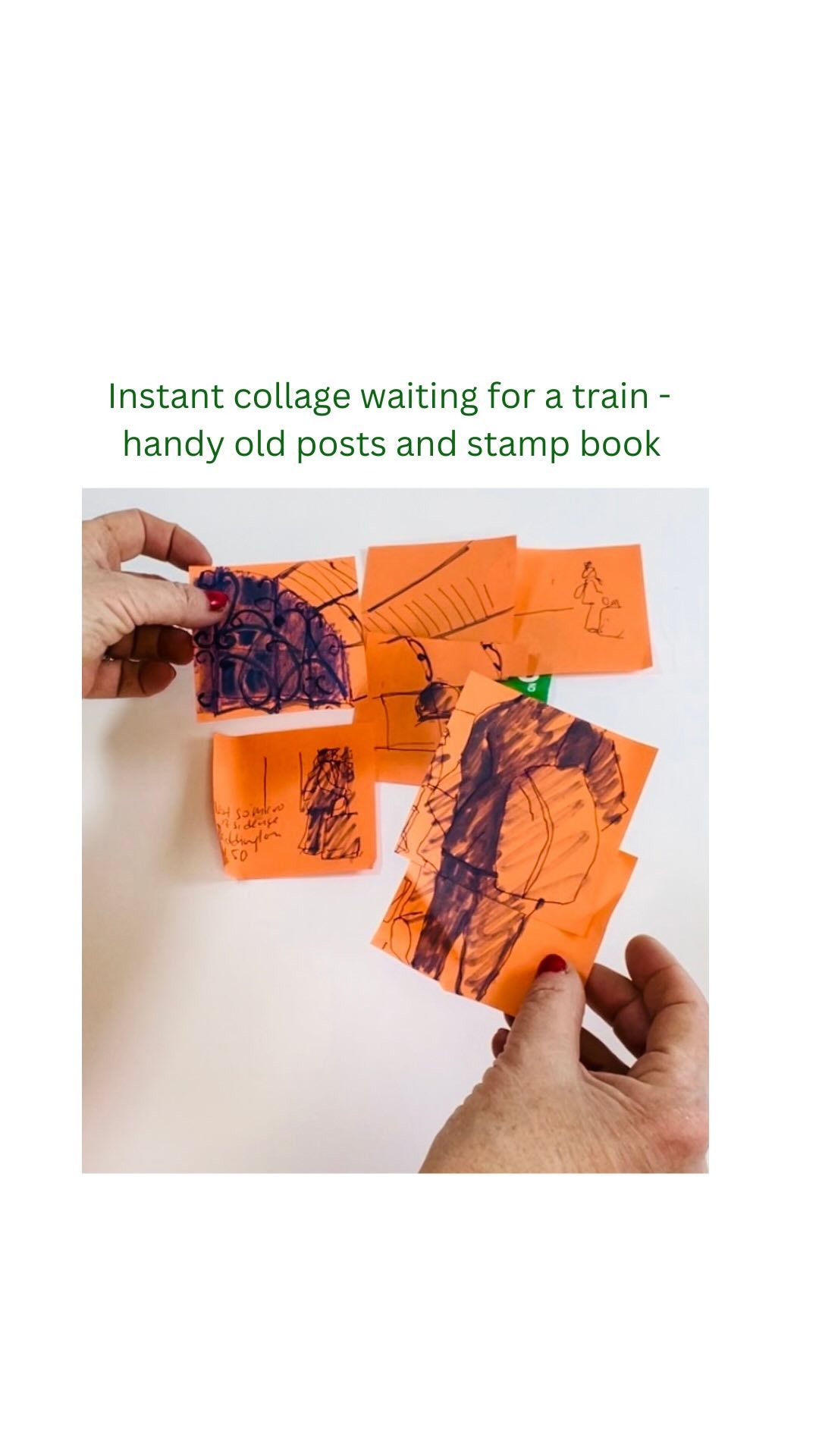 You should be dancing yeah…. Yeah anything but waiting for a train at Paddington station.
Creating anywhere with anything - you really do not need any special materials, place or time.
In fact the more uncomfy and more random the materials the better. Stamp books have a fab green.
#creativityeveryday
#creativematters
#everyoneiscreative
#beingcreativeisfun
#creativityiscontagious
#repurposereuse
#repurposedmaterials
#repurposed
#foundpapers
#upcyclefurniture
#collageart
#upcyclersofinstagram
#foundpaper
#recycledart