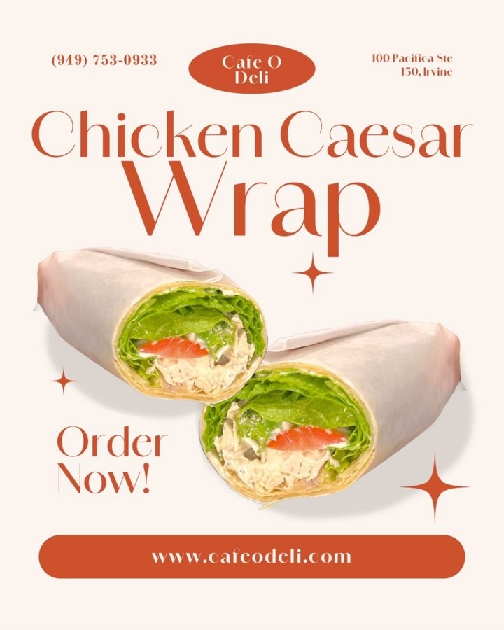 Classic flavor, done right. Try our Chicken Caesar Wrap today!🥬🍅🍗 #chickencaesarwrap #cafeodeli #irvinecafe