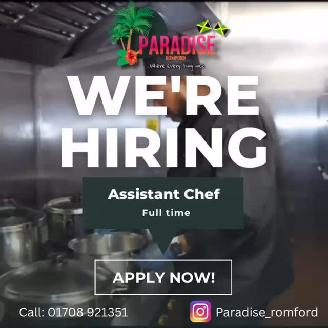 We Are Hiring!! Please send all CVโs to our email Paradiseromford@hotmail.com ๐ง
.
.
Follow us on TikTok!! paradise_romford
.
.
.
#Caribbeancuisine #jamaicanfood #chef #caterer #restaurant #romford #paradise #family #business #lounge #bar #jamaican #love #food #lounge #bar #essex #london #cocktails #events #catering #services #sweets #dinner #explore #explorepage #viral #festivals #hiring #chef
