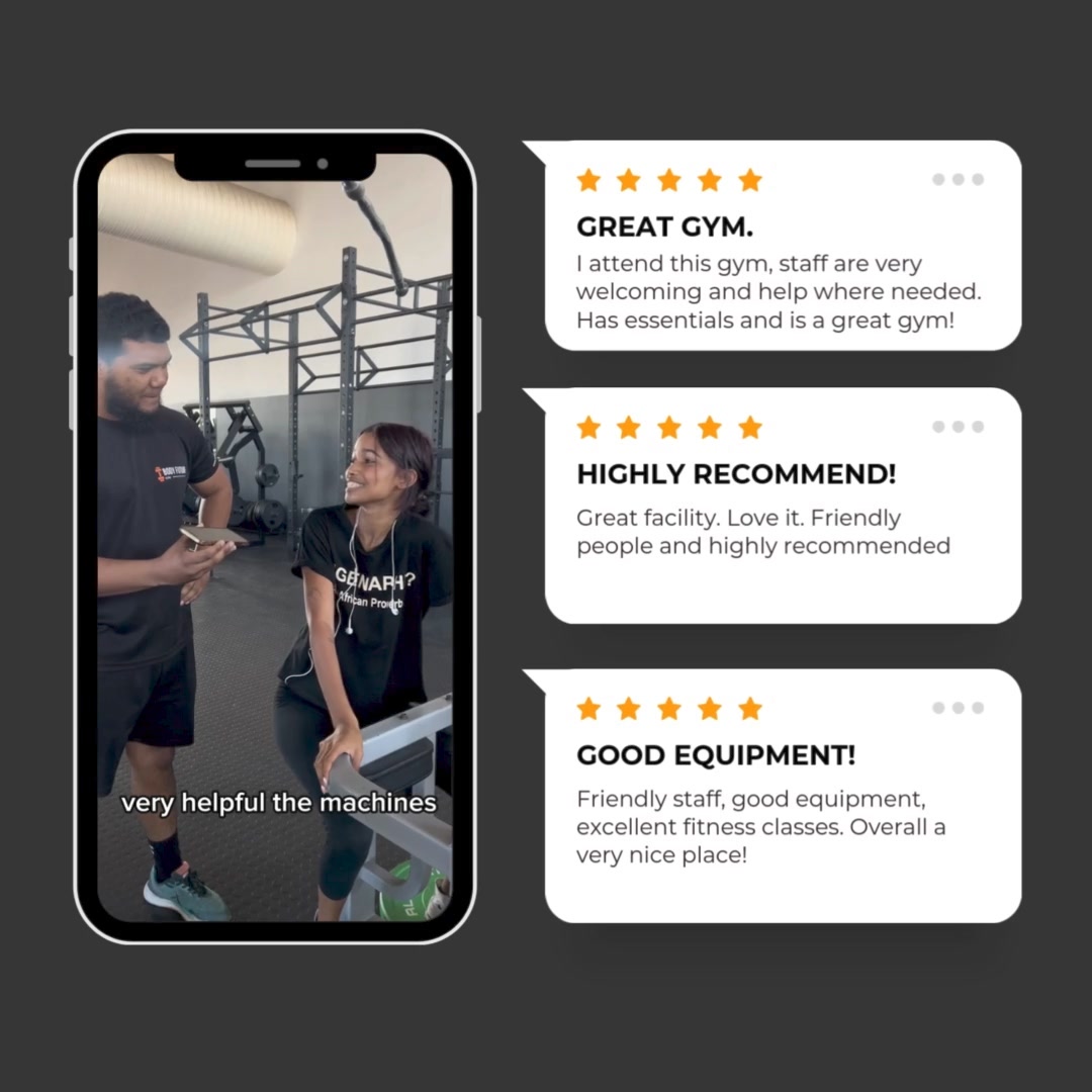Hear it from our amazing members! π₯π¬ Watch as they share what they love most about Body Future Gym. From our welcoming community and helpful staff to state-of-the-art equipment and diverse classes, there's something for everyone.
Join us and become part of Eersteriver's #1 gym! πͺβ¨