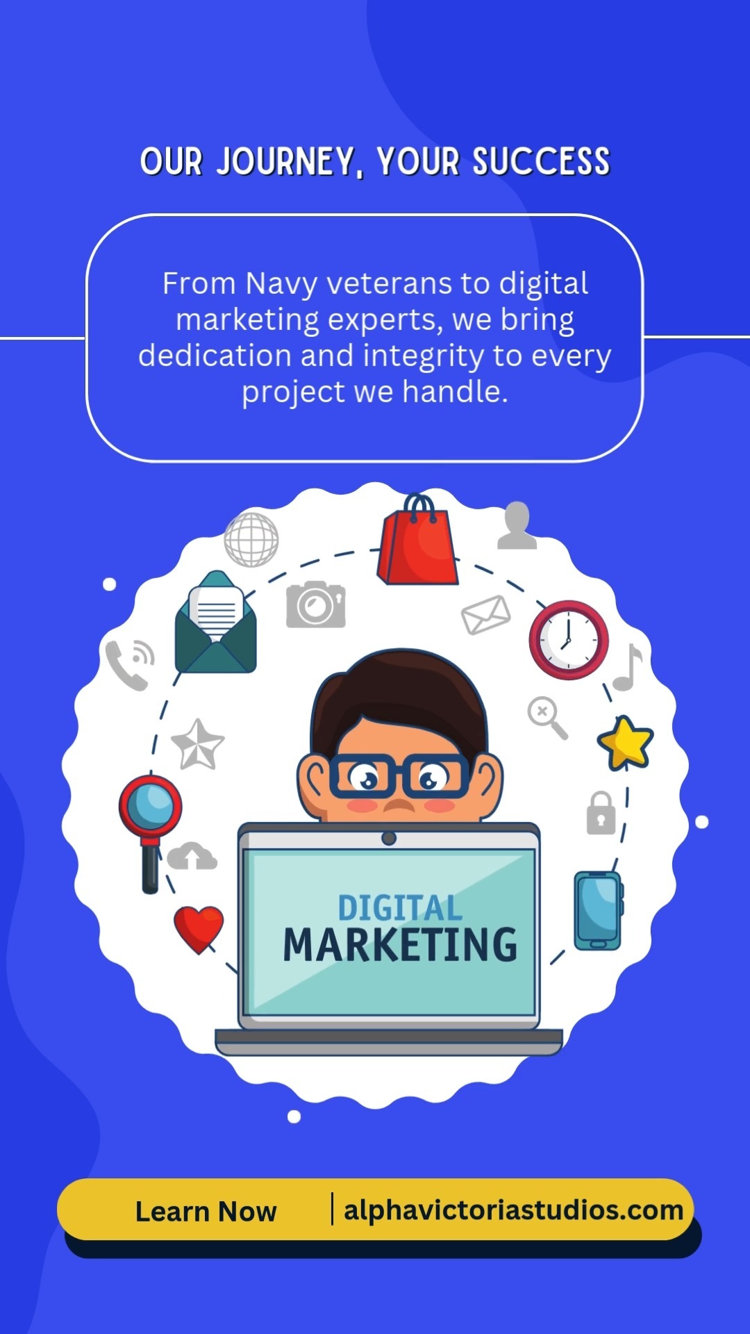 Our Journey, Your Success || From Navy veterans to digital marketing experts, we bring dedication and integrity to every project we handle.
Visit :- https://www.alphavictoriastudios.com/
#VeteranOwnedBusiness #AlphaVictoriaStudios #CommitmentToExcellence #DigitalMarketingExperts