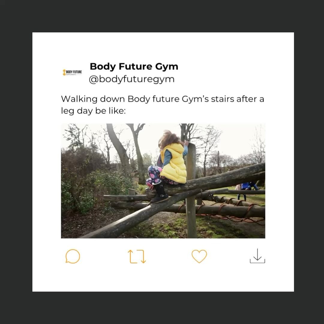 Leg day aftermath: When the Body Future Gym stairs suddenly transform into a never-ending obstacle course. ๐ Who else knows the struggle of wobbling down like a newborn giraffe? ๐ฆ