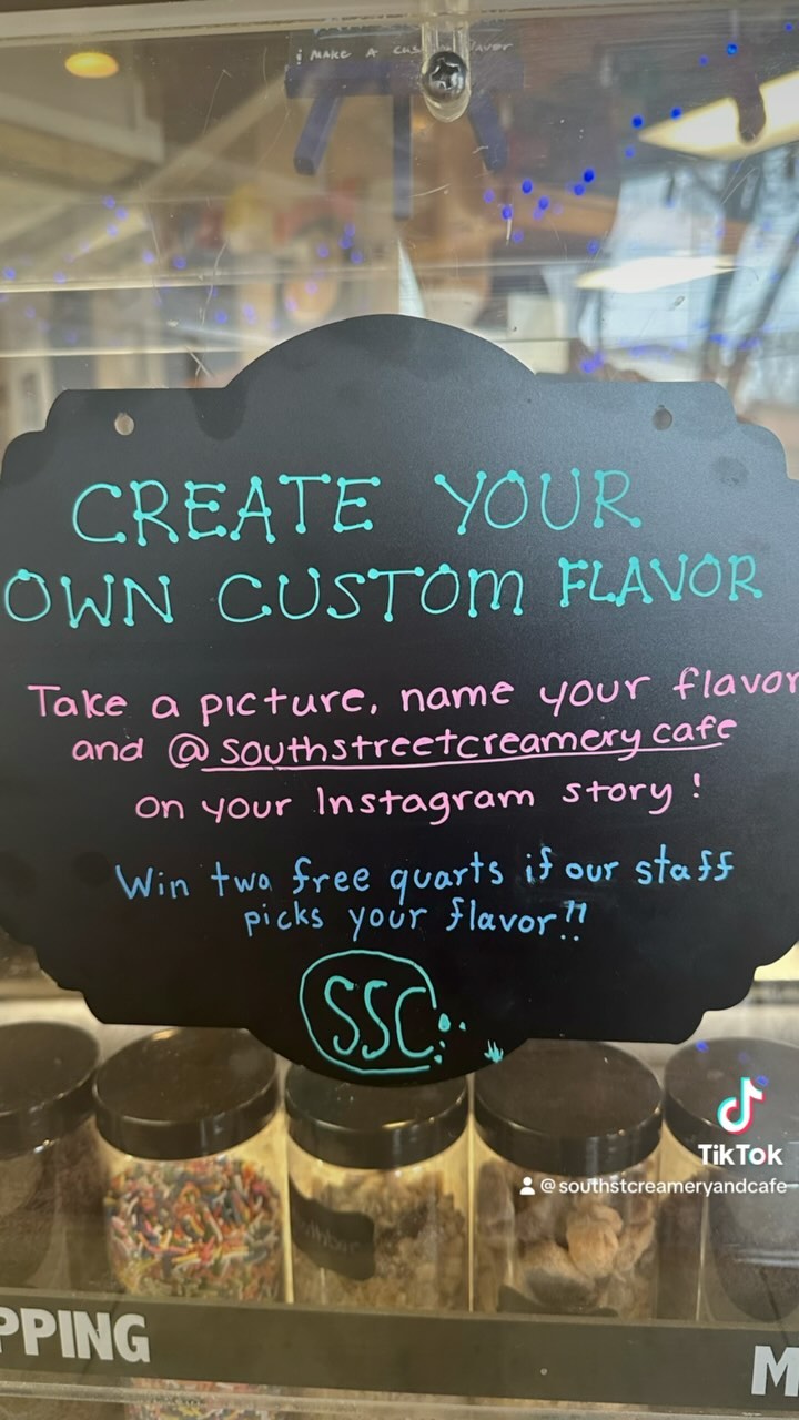 Ever felt disappointed by the flavors we have out? Enraged that there’s not enough cookie dough in the Grandma’s Kitchen? Dismayed that Fancy Nancy still isn’t out yet? Recreate your favorite Creamery flavors (and design new ones!) using our Creamery Marble Mash!
And if you design a unique, never-before-seen flavor that our staff loves, we’ll make a batch and give you 2 free quarts as a thanks for the inspiration! ❤️🍦