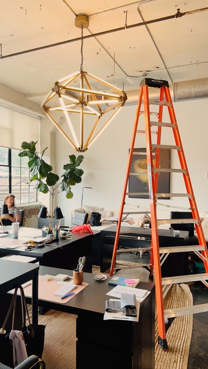 A little behind the scenes of our famous light fixture. She’s been with us since day 1. Can you guess how many times it’s gone up?