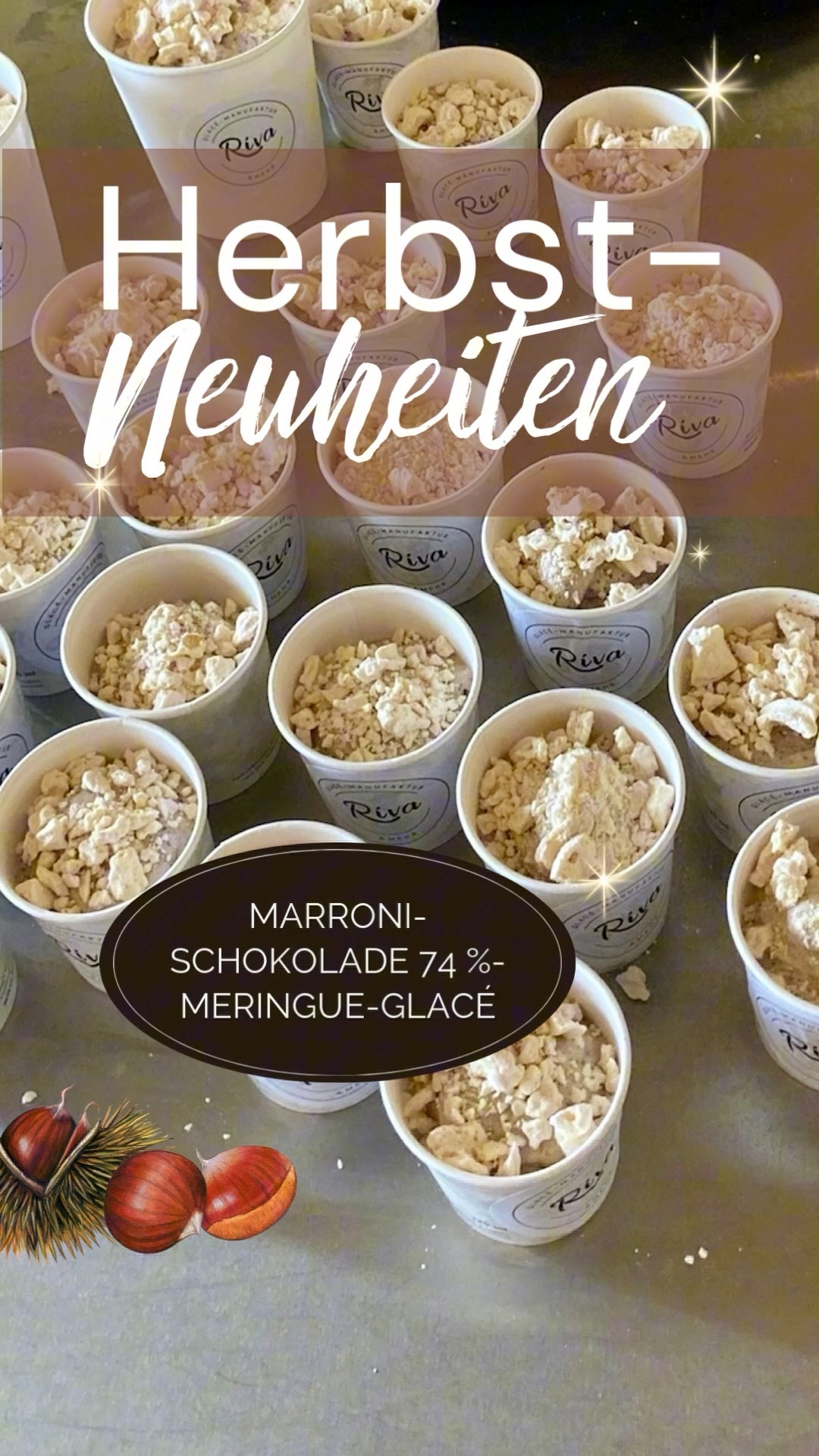 Entdecke jetzt unsere herbstlichen Neuheiten:
🍂 Zwetschgen-Zimt – fruchtig-würzig, perfekt für die kühleren Tage
🌰 Marroni-Schokolade 74 % mit Meringue – cremig, schokoladig und unwiderstehlich
Welche Sorte probierst du als erstes? 😋
PS: Am Samstag haben wir von 13 bis 16 Uhr geöffnet. 😊
#Herbst #HerbstNeuheit #HerbstGlacé #HerbstEis #Herbstgeschmack #Schokolade #Marroni #ZwetschgenZimt #RivaManufaktur #RivaGlacé