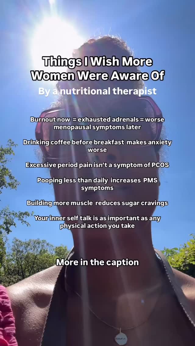 - Your bloating might not be gut related at all - think nervous system
- An egg has approx 6g of protein, 2 for breakfast is not enough
- You should be ovulating whether you want to get pregnant or not
- You could have thyroid issues even if your TSH level is ‘normal’
- You don’t need to eat all the artificial protein products to meet your protein goals
- The right exercise is the one you enjoy
- Fasting and cold plunging is the worst thing you can do for an already stressed body
SAVE these to come back to and please share with someone who might benefit ❤️