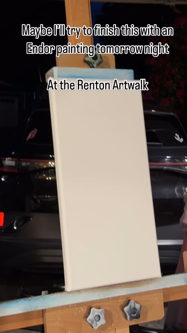 So excited to paint live tomorrow evening @drumrollwine @renton_downtown_partnership Come say hello!! #oilpainting #happypainter #timelapse #starwars #imperialmarch