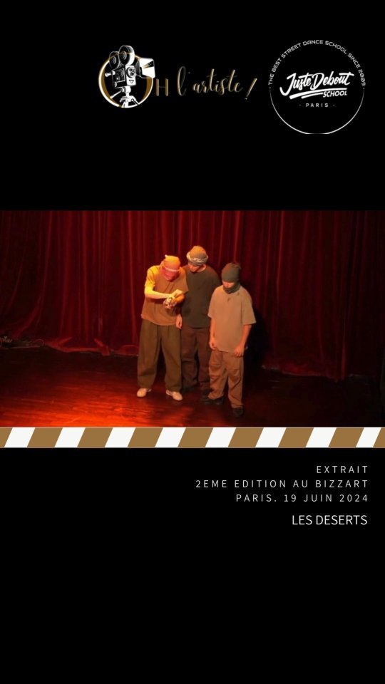 Extrait Passage spectacle- LES DESERTS
•GORDIEN MARCEAU @marceau.gordien
•PAU GABIN @gvbiin
•MICHEL WILLIAM @wilflimsanchos
lors de la 2eme édition de Oh l'artiste x Juste debout school @jdschool au @bizzartclub