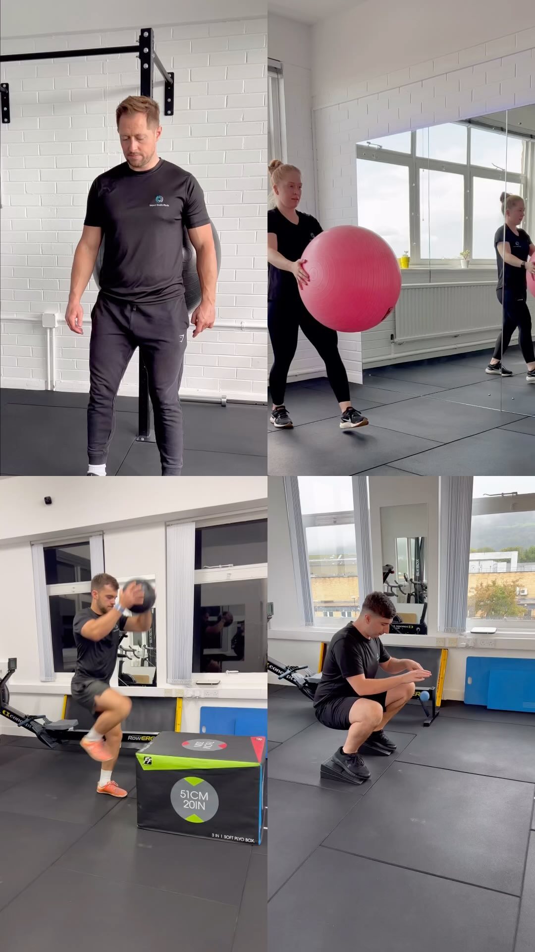 Knee Prehab 🦵 🏂🏋️♀️🤼♂️⛹🏿🏌️♀️🏄♀️⚽️🏀🏈🏉🎾
Knee structures are put under a lot of demand from daily activities such as walking, sit to stand, kneeling, stairs etc.
Our hobbies can challenge them even more such as gym, sports, gardening etc
Conditioning the knee architecture to daily activities/hobbies/sports is important. It’s beneficial to safely challenge angles, ranges, loads and speed.
Here are some exercises that can be used to help make those knees robust to thr fun stuff 🏋️♀️🏂🤼♂️⛹🏿🏌🏻♂️⚽️🏀🏈🏉🎾
1. Partial (3 way) squat
- knees in (valgus)
- neutral
- knee out (varus)
2. ATG lunge & ball raise
3. Deep squat & ball bounce
4. Reverse lunge from box & slam ball press
#physiotherapy #knee #prehab