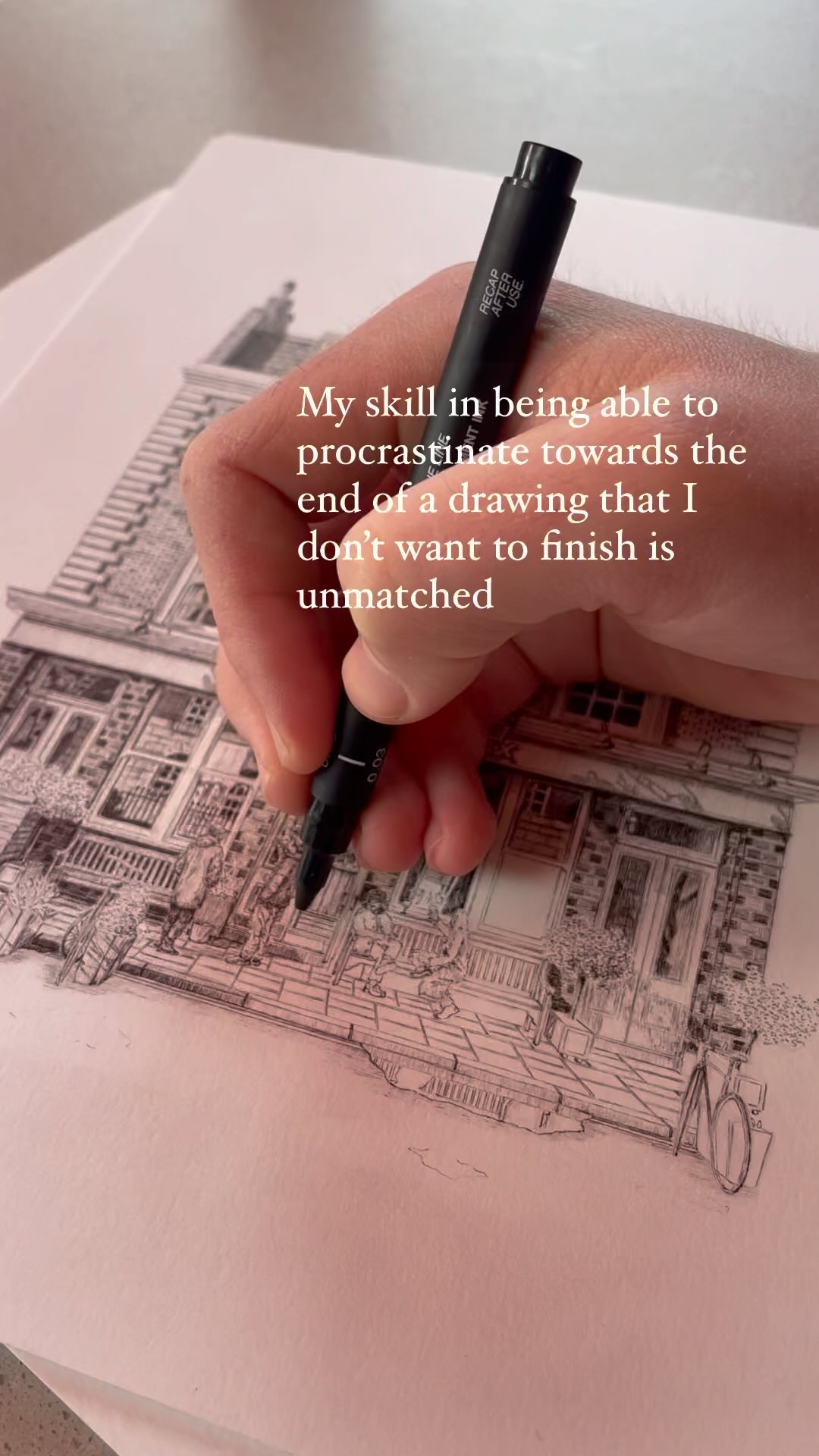 Itās a real problem⦠but in the meantime, hereās an update on the drawing for you
#artwork #drawing #pendrawing #sketch #illustration #artist #londonart #inkdrawing #progress #procrastination