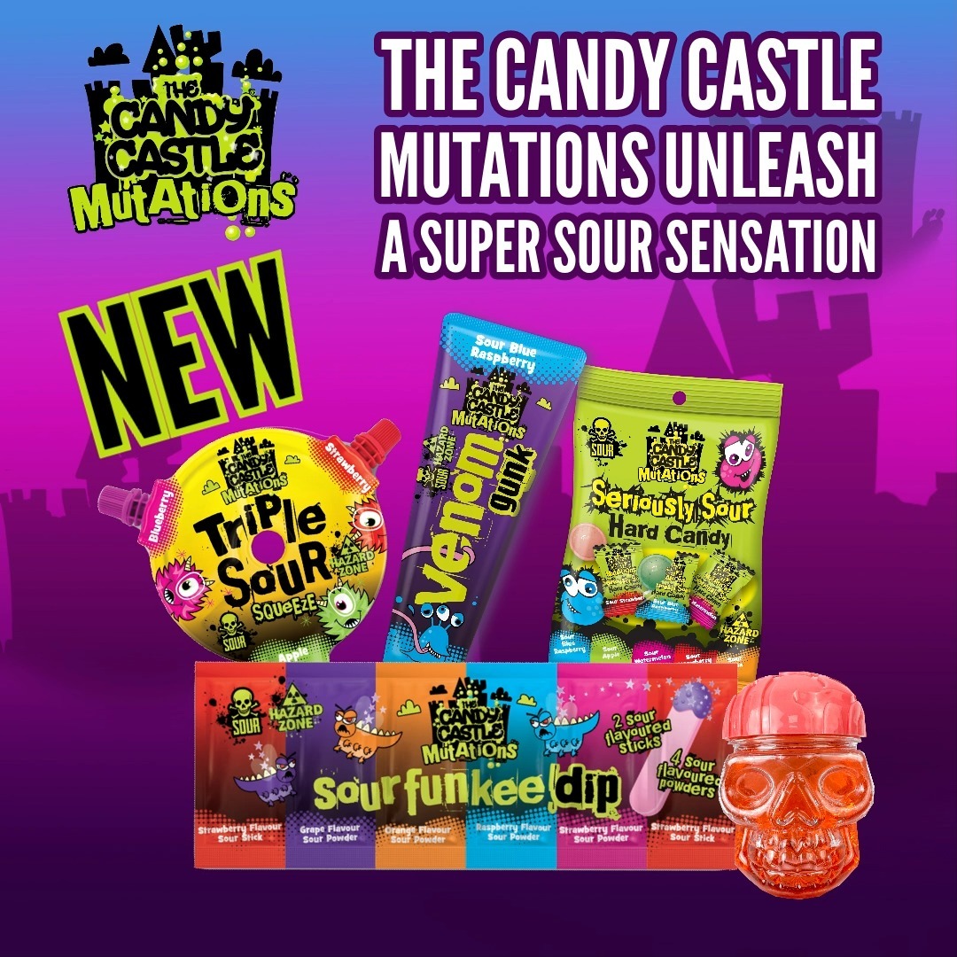 🍬 Sour Sensation Alert! 🎉
Unleash your taste buds with our latest sensation: Candy Castle Crew Mutations!🔥
Introducing a thrilling range of five explosively sour treats, we're taking the Candy Castle Crew to the next level of excitement. Get ready to pucker up and feel the thrill! With the next products: Seriously Sour Hard Candy, Venom Gunk, Sour Skull, Triple Sour Squeeze, Sour Funkee Dip.
Get ready to tingle, pucker, and delight in the sensation of Candy Castle Crew Mutations! 🤯💥
#SourSensation #CandyCastleCrewMutations #SourCandy #NewRelease