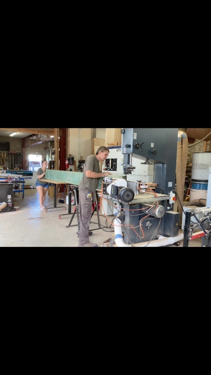 Re-sawing 4” x 12“ x 12‘ long beams for Sutton Construction on the Felder 710 bandsaw with co-matic feeder. To be used for decking at Honolulu yacht club. Had my daughter helping me on this one. Let us know how we can be of help on your next project with woodworking, millwork, CNC work, laser, engraving hardware sales, custom fabrication, just to name a few services we offer open daily to the public. We specialize in helping homeowners, the local, craftsman other shops and contractors.