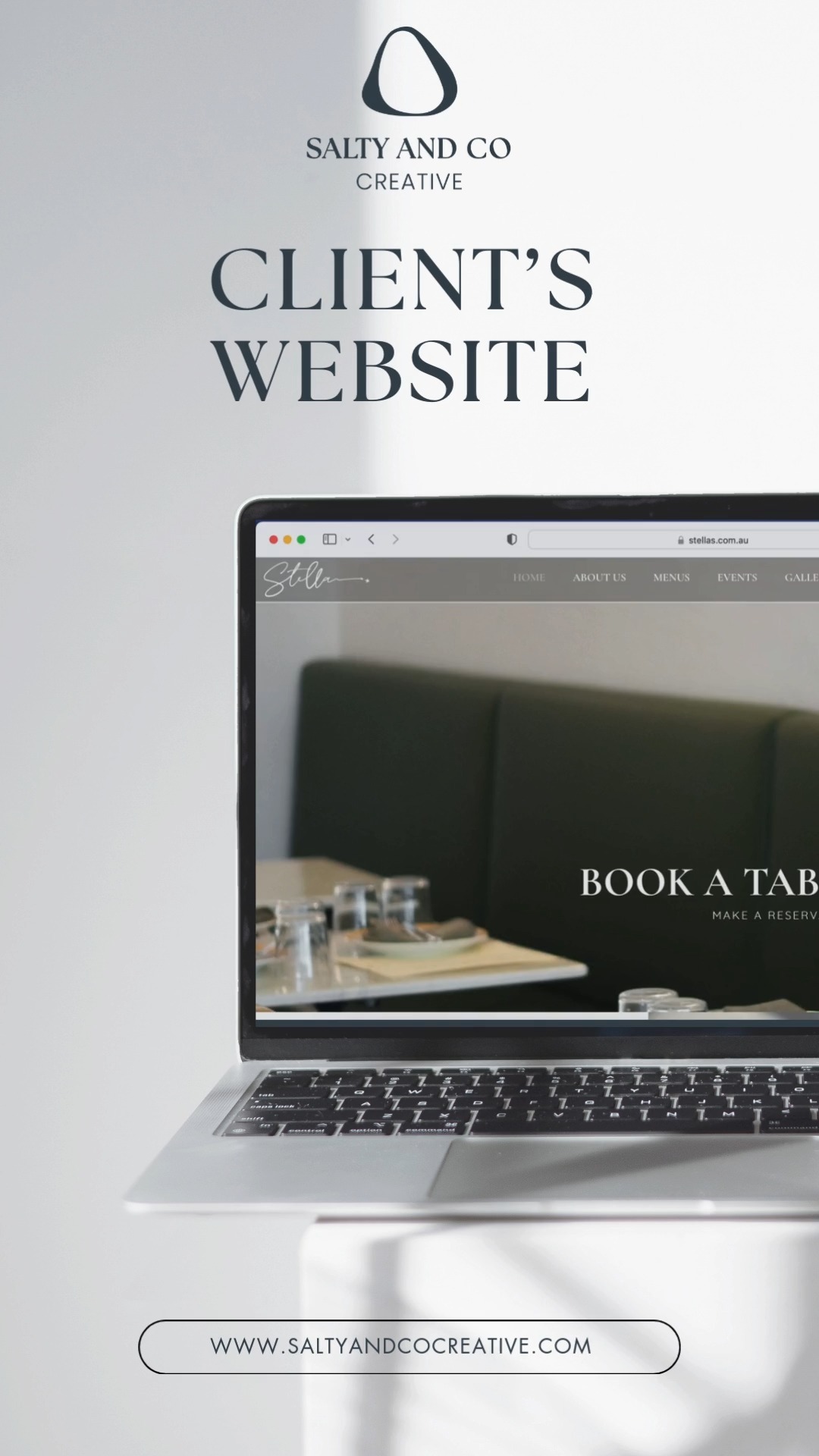 Client's website at Salty and co Creative ✨