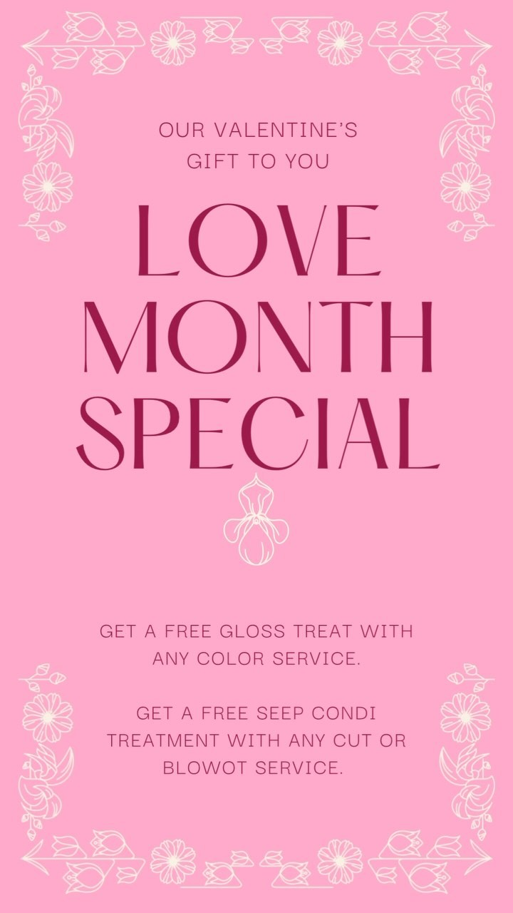 💕 Valentine’s Day Specials! 💇♀️✨
Love is in the hair! 💖 Celebrate this Valentine’s Day with a special treat from our hair salon. We’re excited to announce our exclusive offers that will make you fall in love with your hair all over again!
🌹 For all our lovely clients, we’re offering a complimentary gloss treatment with any color service. Get ready to shine and add that extra oomph to your gorgeous locks. ✨💁♀️
🌹 If you’re looking for a refreshing change, treat yourself to a luxurious deep conditioning treatment (Free) with any cut or blowout. Revive your hair’s health and achieve those luscious, silky-smooth strands you’ve always dreamed of. 💆♀️💆♂️
Whether you’re planning a romantic date or a self-love pampering session, our Valentine’s Day specials will have you feeling fabulous and ready to conquer the day! 😍💇♀️
Hurry and book your appointment now, as availability is limited! Spread the love and share this post with your loved ones who deserve a hair transformation as well! ❤️🌟
For bookings and inquiries, please call us at 595-361-1111 or visit our website knchairstudio.com @knchairstudio Let’s make this Valentine’s Day a truly special one for your hair! ✨💕
#ValentinesDaySpecials #HairLove #HairSalon #ValentinesHair #LoveYourHair #PamperYourself #HairTransformation #ValentinesTreat #BookNow #HairGoals #SelfLove