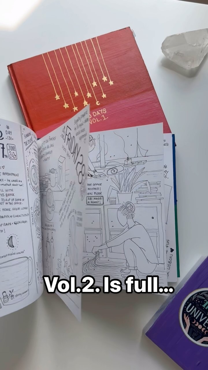 100 Days Vol 3 incoming - it’s now my daily practice and has gone way beyond 100 days, but the name has a ring to it🌙✨💫 #dailyjournal #the100dayproject #artjournal #artdiary #Sketchbook #drawdaily #dailypages