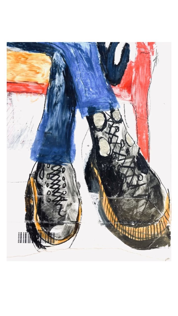 Frank Zappa and chunky boots.
Drawn on the inside of old packaging complete with barcode. Loads of smudging using kids chunky crayons and pencil.
Honestly I can’t get enough of drawing chunky boots with laces - especially being worn with attitude!
#artist
#contemporaryart
#drawingpeople
#drawingprojectsuk
#drawingfromlife
#drawingisfree
#observationaldrawing
#peoplesketching
#peopledrawing
#figurative
#illustratorsofinstagram
#urbansketcherslondon
#urbansketchers
#reportageillustration
#upcycled
#foundpaper
#mycolourfulupcycle
#fastandloose
#reportagedrawing
#illustration
#goodnews
#womenartists