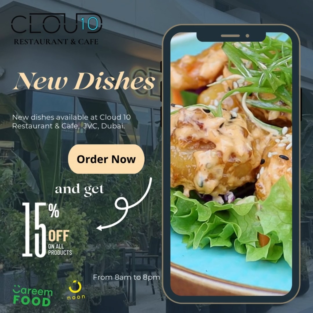 https://careem.me/cloud10restaurantandcafe
https://food.noon.com/en-ae/outlet/CLD10FNVBL
#jvc #jvcdubai #motorcity #jvt #dubaihills #careem #noon #breakfast #lunch #dubai #restaurant #coffee #albarsha #food #delivery #dynamiteshrimp #bestoftheday