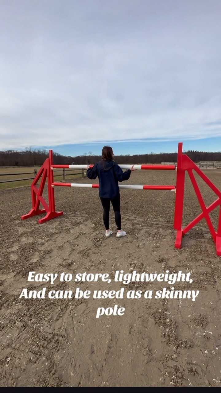 Discover versatility with our split poles! Currently 30% off, these poles offer the same durability as standard 5-band 10ft poles. Pull them apart for easy storage or use them as skinny poles. Interested? Let me know, and we’ll ensure a seamless process from pricing to swift shipment. Elevate your equestrian experience with our exclusive split poles!