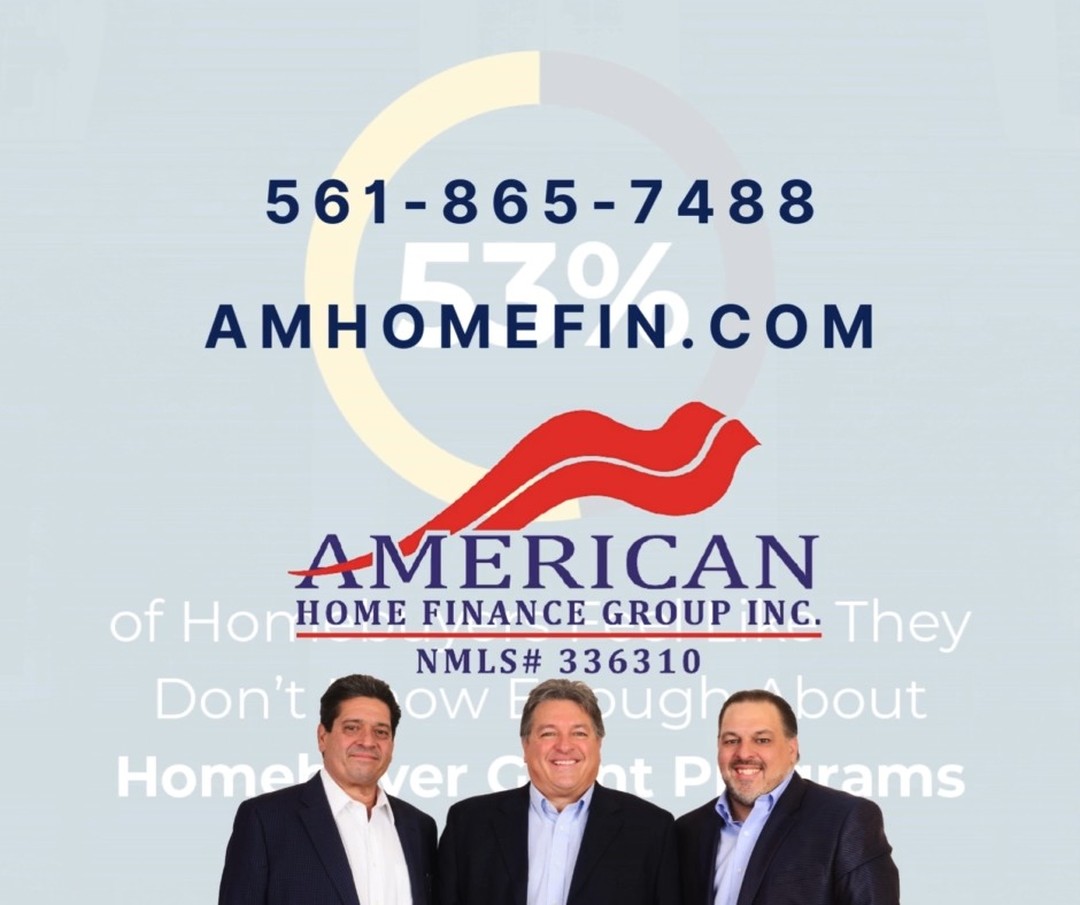 Discover How to Save on Upfront Homebuying Costs🏡
As mortgage brokers, we often hear from homebuyers that they need more information on programs that can help with the upfront costs of buying a home.
Did you know there are over 2,000 down payment assistance programs available? Given the current affordability challenges, it's definitely worth exploring if one of these programs can help you.
Interested in learning more? Connect with us, your trusted mortgage brokers, and let’s see how we can make your homebuying journey more affordable.
Reach out today to get started! 📞
"Keeping our clients Educated, Empowered and Protected."
🏠American Home Finance Group Inc NMLS # 336310
📍1315 N. Dixie Highway, Lake Worth Beach, FL 33460
📞561-865-7488 ext 101
🌐Amhomefin.com
#Homeownership #RentVsBuy #MortgageOptions #PreQualified #MortgageExperts #AmericanHomeFinanceGroup #MortgageBroker #HomePricesExplained #ClearToClose #FastClosing #TimelyResults #ExceptionalService #MortgageInFlorida #MortgageBrothers #HomeLoans #HomeBuying #BuyAHouse #Financing #HomeFinancing #HomeBuyer