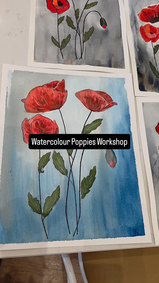 Another amazing workshop today. I'm obsessed with these poppies! #watercolour #poppies #painting #retirement #artclass #painting #seniors