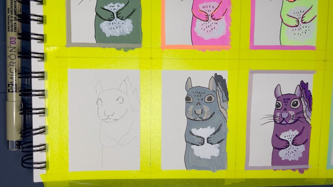 6/7 squirrel acrylic paint marker drawing. #monochromaticpainting #acrylicpaintmarkers #acrylicmarkers #squirrel #squirrelpainting #acrylic #acrylicpainting #artisttrafingcards #art #artists