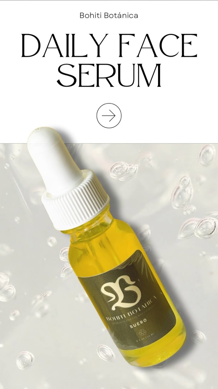 Unleash the power of nature with Suero, the all-natural serum that tackles everything from blackheads to fine lines! 🌿✨ Nourish your skin with organic goodness—turmeric, rose petals, green tea, chamomile, calendula, rosemary, jojoba oil, apricot oil, biotin, and vitamin C. Your path to radiant skin starts here! #SueroSkinCare #NaturalRadiance #bohitibotanica #skincarenatural #skinhealth #serum
