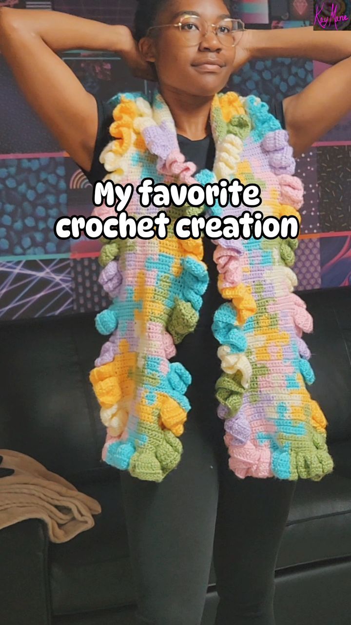 2 months and much patience. . I push my skills to the next level #crochetersofinstagram #blackcrocheter #crochetfashion #crochetscarf #crochet #reels #crochetcreations