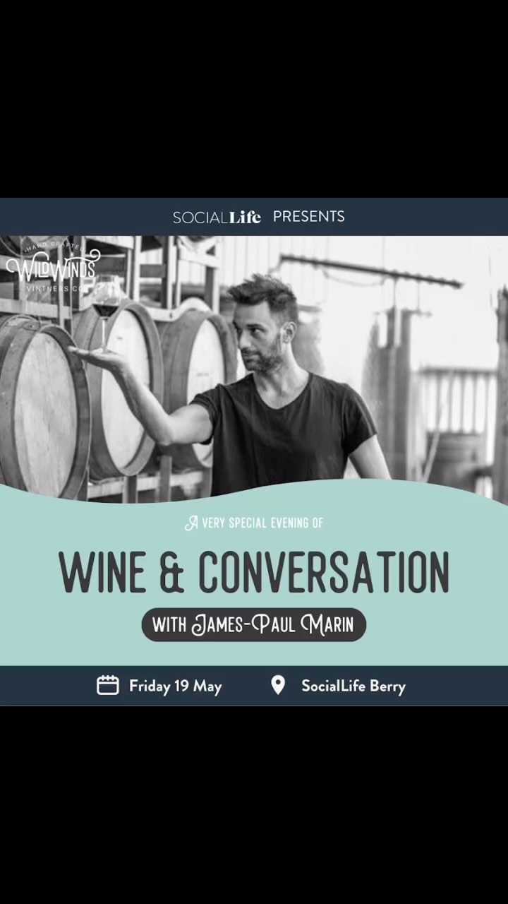 The time is here to officially launch our new Shoalhaven wine 🍷 company Wild Winds Vintners Co. with a tasting with James!
We’ll have #Shiraz and #GSM available on the night.
Where: SocialLife Berry
When: 6pm Friday 19 May
Tickets: $25
We’d love to see you there!
Tickets available through the @sociallifeberry Facebook page or on @humanitix
#sociallifeberry #winemaker #winetasting #wineandgoodthings #wine #winelover #redwine #wineevent #humanitix #shoalhaven #shoalhaventourism #ilovensw #southcoastnsw #southcoastexperiences