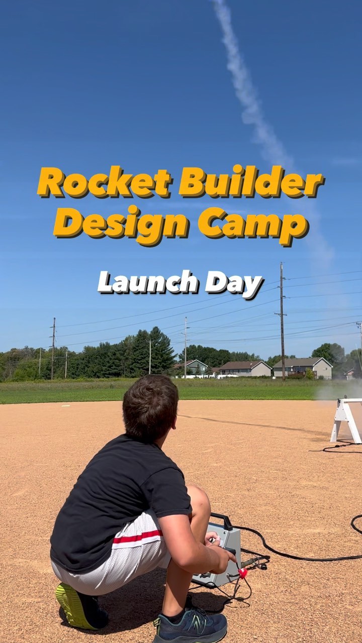 We had a great Launch Day with our rocket designers! Humid conditions made launching a little tricky, but our instructors made it work! Each student had a successful launch.
We have another Rocket Builder Design Camp coming up next week in Mounds View. Hope to see you there!