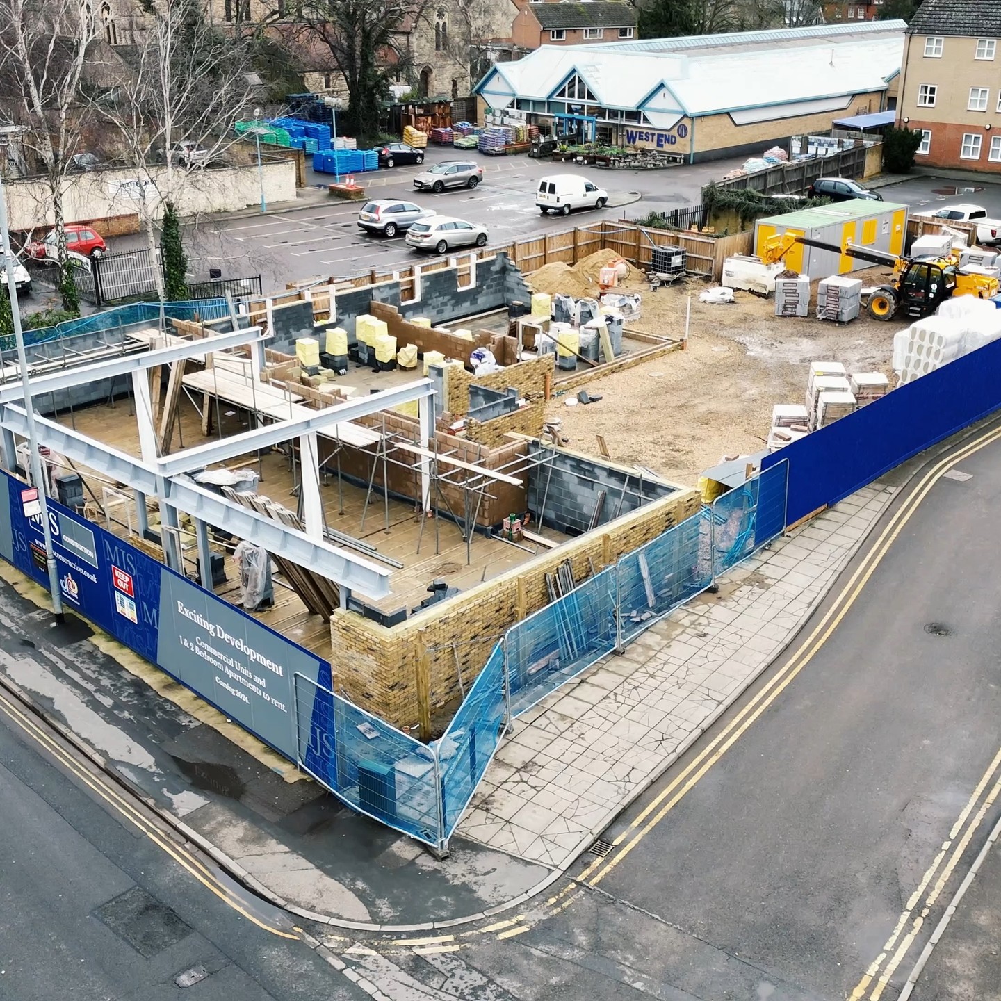 Our High Street, March development is progressing well. We are up and out of the ground and already receiving compliments from passers by on the quality and appearance of our facing bricks.
#construction #bricks #drone