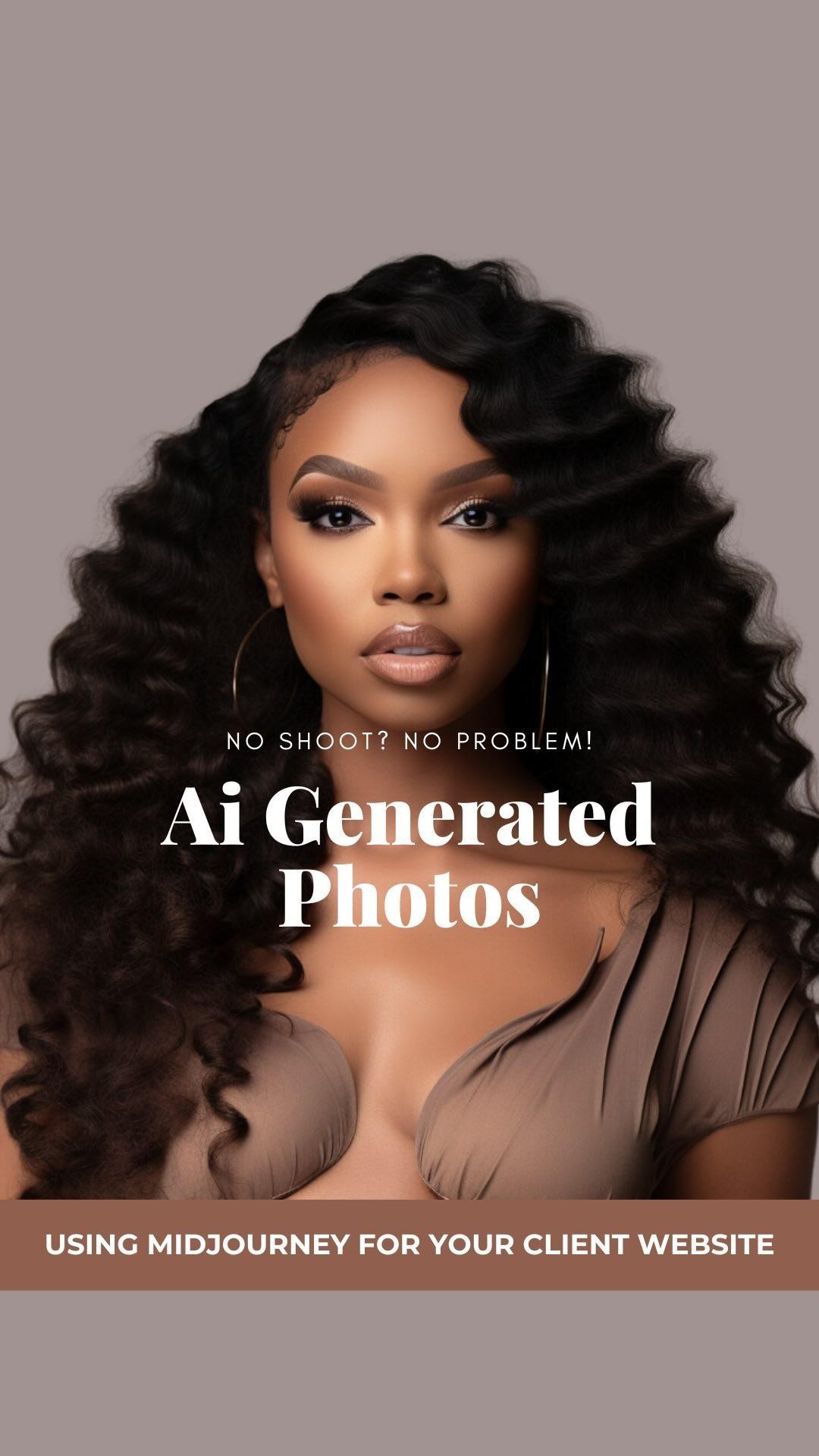 So my client didn’t have time to do a shoot but is operating on a tight deadline to have her site live! I said no problem.
I used midjourney to generate the perfect photos for her site! Generating ai photos can be difficult if you don’t know how to use the proper prompts !
Shoutouts to @iamshayshanae Ai playbook and prompts for helping me!