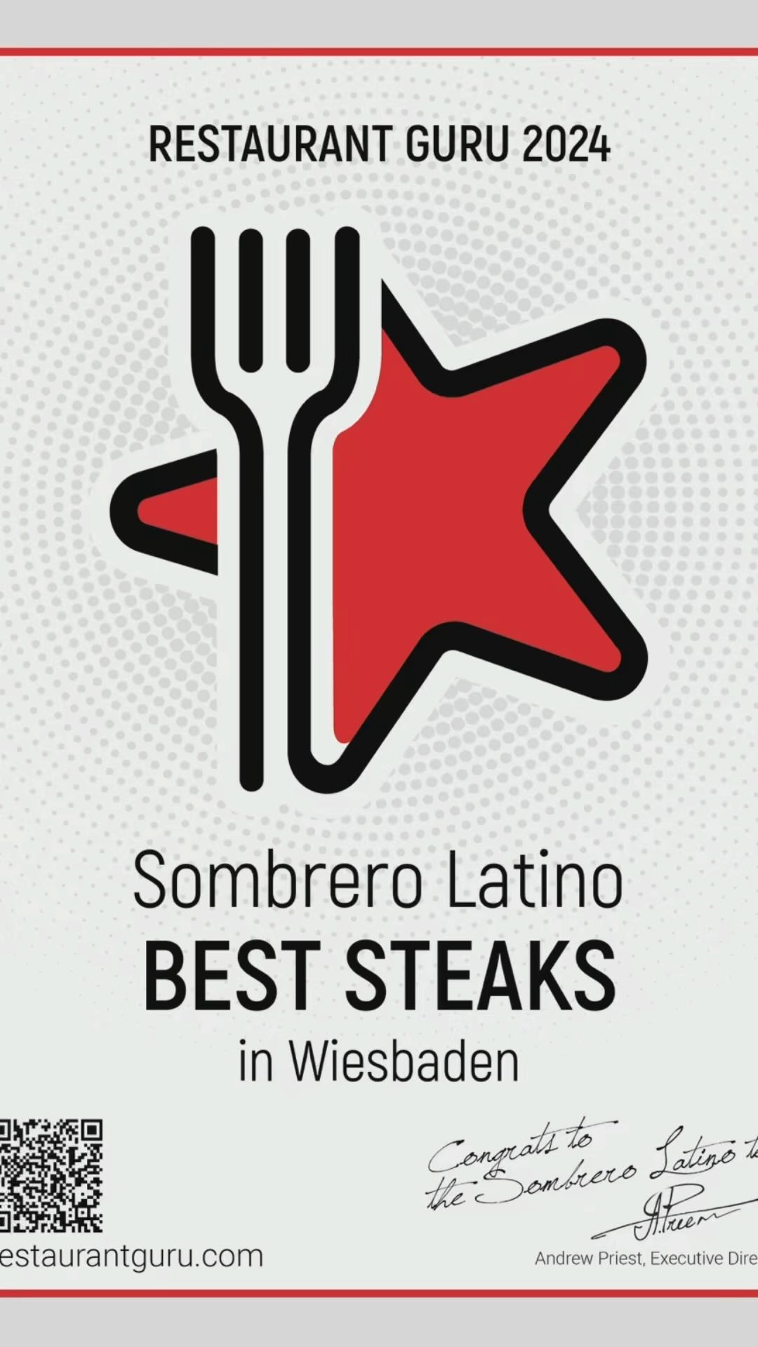 Best steaks in Wiesbaden 2nd year in a row!
#thankyou #danke #gracias #๐๐ฝ #๐ฅฉ #steak #team #latino #wiesbaden