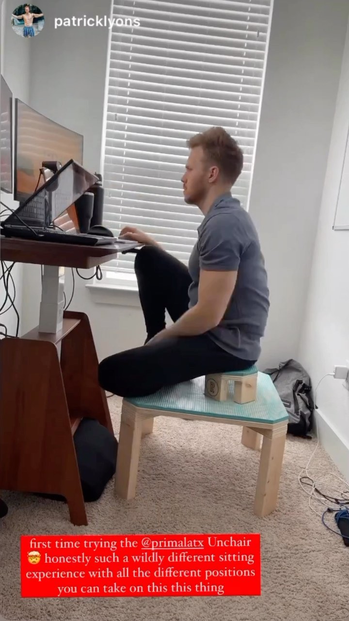 The UnChair brings movement into your desk job!
#nonexerciseactivitythermogenesis #floorliving #movement #lyonshred #yoga #unchair #primal
#fidgetfriendly #grounded #naturalmovement #yogainspiration #floorliving #mobility
#groundedliving #movement #mobility #functionalfurniture #floorsitting #sitonthefloor #flexibility #austinentrepreneur #woodworking #hippain #kneepain #neckpain #earthing #grounding #austinyoga #fwfg #findwhatfeelsgood #workfromhome #workfromanywhere