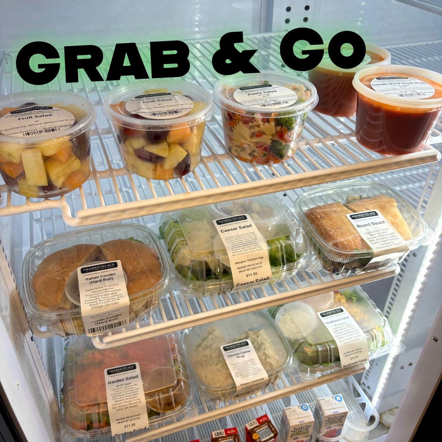 If you’re on the run, we’re here to help! Sandwiches, salads & light snacks in our Grab & Go case make for an easy lunch if you don’t have time to wait. Or place an order online through our website and we’ll have it promptly ready for pick up!
Stop in today for freshly prepared food & drinks — Your Market, Your Place!
#themarketplaceguilford #thisisguilford #ctshoreline #localfirst #grabandgo
