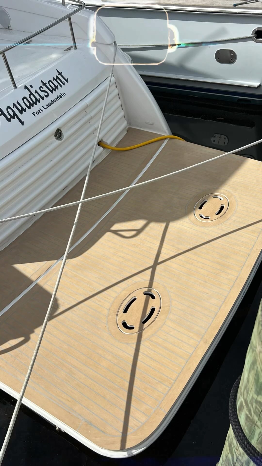 New Flexiteek deck for MY Aquadistant. #stuart #stuartflorida #ebersoldboatworks #yachtlife #teakdecking #syntheticteakdecking #martincountyfl #handmade