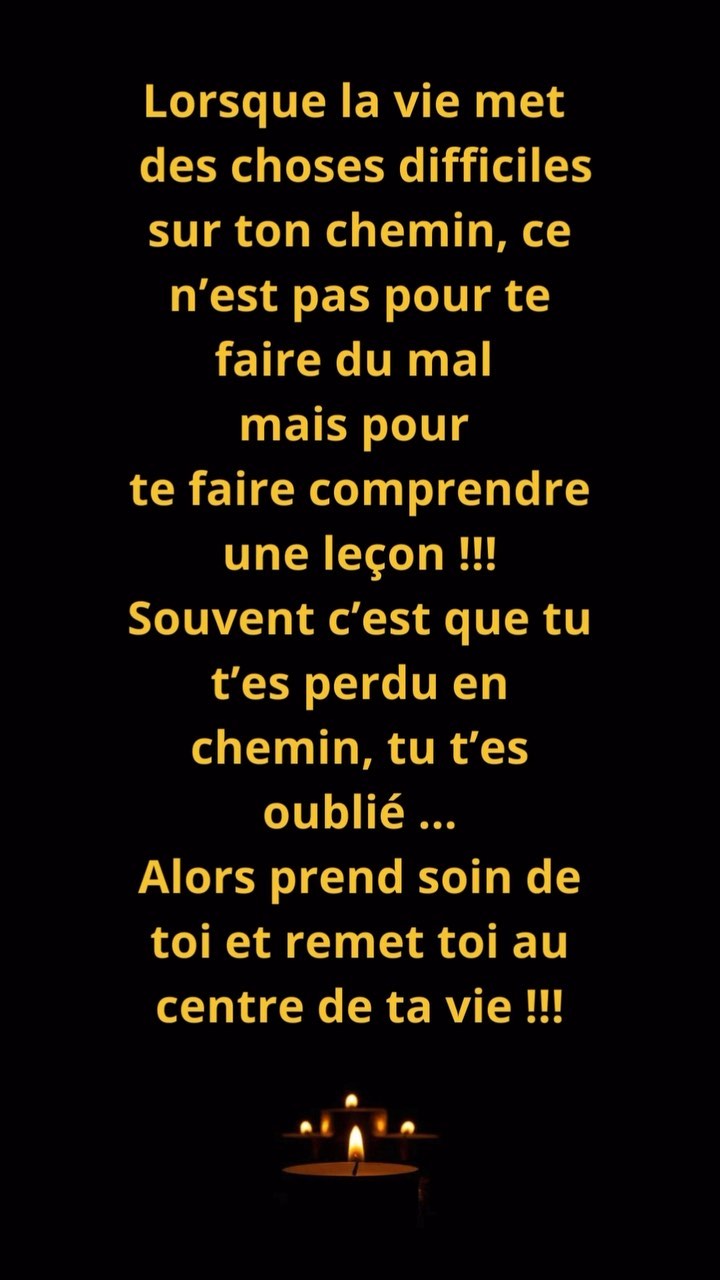 Rien n’arrive par hasard dans ta vie, que ce soit les bonnes ou les choses plus difficiles à vivre… la première réaction est souvent due à l’ego, tu ressens de la colère, de la tristesse, tu peux te sentir trahis mais quand tu laisses les émotions retomber, et que tu regardes la situation sous un autre angle, tu te rends compte que tu avais quelque chose à comprendre sur toi même … souvent, tu t’es oublié et TU as laissé les autres prendre trop de place … alors reprend ta place au centre de ta vie, reprend ton pouvoir et laisse partir ce qui n’a plus lieu d’être dans ta vie et tu verras, tu te sentiras beaucoup mieux et aligné avec toi même !!!
#développementpersonnel #prendsoindetoi #emotion #émotion #émotions #amour #amourdesoi❤️ #change #changer #changetavie #estimedesoi #estimedesoimême #priorité #phrase #phrasedujour #phrasedusoir #affirmations #affirmation #affirmationpositive #réel #reels #reelinstagram #triste #tristesse #trahison #colère #colere #paixinterieure #paixintérieure #coaching