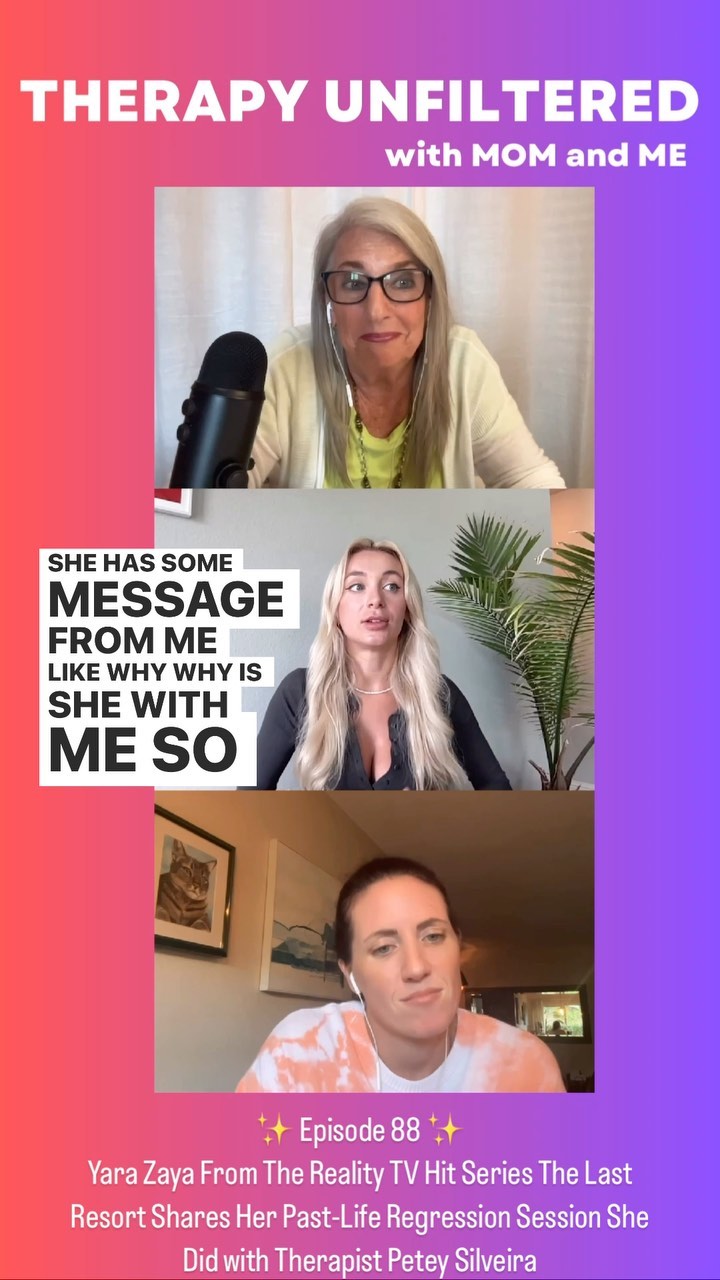 This was a fascinating conversation with @yarazaya on how past-life regression healed her feelings of guilt and shame that she has carried with her since birth. And she gets to talk with her grandmother on the other side!
✨After working with mom (@peteysilveira) in the regression, those negative emotions released and she now calls this her “best lifetime!” Listen to the full episode on Therapy Unfiltered with Mom and Me! #88
✨Tune in tonight at 9pm EST to watch mom counsel @joviandyara in their family session on “90 Day: The Last Resort.”