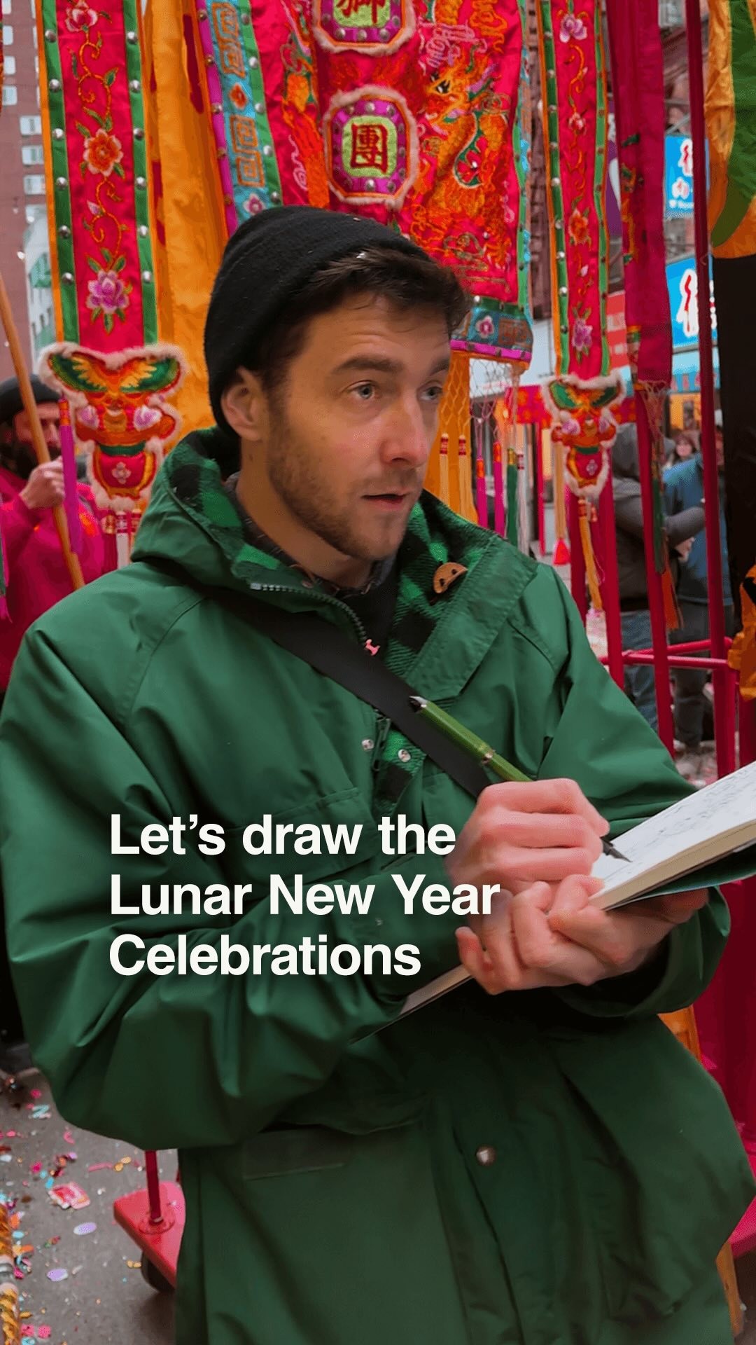 Drawings from the Lunar New Year celebrations in Chinatown 🐍 #drawing #urbansketching #sketchart #reportageillustration #nyc