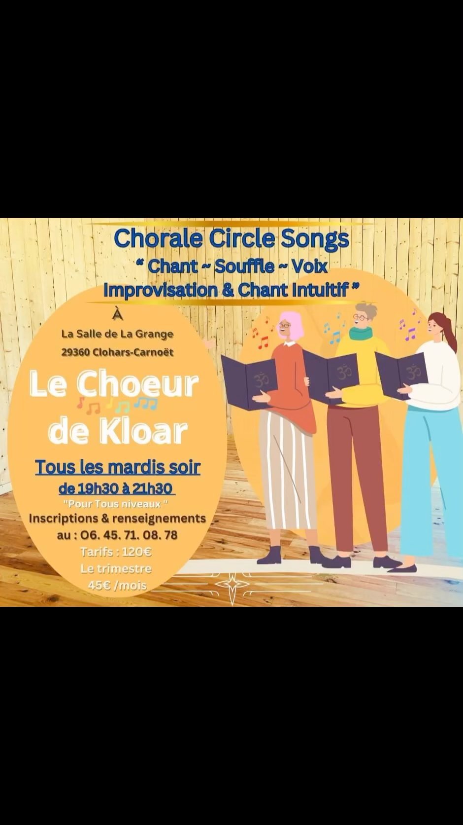 📣Depuis la rentrée de septembre, j’ai la chance d’animer une chorale🎼😲🕉 à Clohars-Carnoët tous les mardis soir, avec un groupe mixte exceptionnel✨! Joie, bonne humeur et surtout plaisir de chanter.
🎼Chants, Circle Songs, Chant intuitif, Improvisation, Souffle, Voix et Yoga du Son. 🔴🟠🟡🟢🔵🟣
💎Si vous avez envie de chanter, si l’appel résonne fort, alors embarquez avec nous dès le mardi 16 janvier prochain à 19h30, dans une superbe salle chauffée et à l’acoustique géniale!
👉*Première séance offerte ✅*
⚪️
📲Inscription au 06.45.71.08.78
À très bientôt.
Chloé DD. et mon piano 🎹🌹😊
🔴🟠🟡🟢🔵🟣
#chanson #chorale #cloharscarnoet #chantintuitif #chantimprovisation #musiqueducoeur #musiqueintuitive #bienêtre #MoelansurMer #yogaduson #choeur #reconnexionasoi #plaisirdechanter #cloharscarnoet