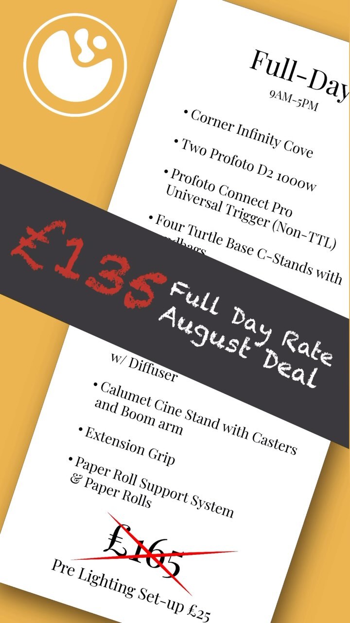 This August enjoy a huge discount on our standard studio hire . #Deal #Offer #Photography #Studios #Podcaststudios #fashion #editorial #editorialphotography #photographer #studiohire #Newcastle #northeast