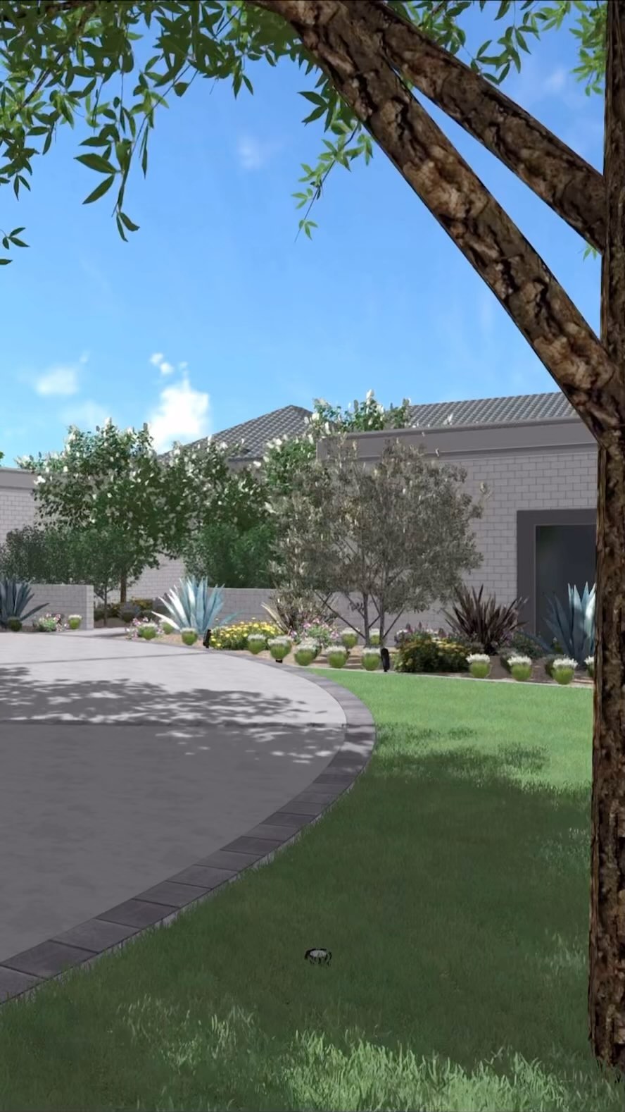 🙌🏽☀️🌵
Loving this modernizing landscape design I did for a home in Scottsdale.
Currently the home is a cream color with a terra cotta color roof, with a sparse landscape. To update the color palette I selected a gray roof tile, as well as a cool toned monochromatic palette for the home body and details. To match the home palette, a combination of limestone finished concrete with gray paver edging was proposed for the driveway and newly proposed pathways.
I lowered the current courtyard wall to help open up the space and balance out the ratios of the home while still providing a sense of privacy and space. A large fountain in the center of the courtyard provides a focal point to the space and marks the entrance to the home. A seating area was tactfully placed in the area that will receive the most shade throughout the year, providing a place to enjoy the sites and sounds of the space while staying cool.
Straying from the typical desert palette of Scottsdale, drought and heat tolerant, yet lush and green trees such as cork oak, mastic trees, crape myrtles, and olive trees were proposed to provide shade, scale, and color interest. A complimenting planting design of native grasses, some agave, and a few flowering species provide a minimal and clean aesthetic with some pops of geometric and color interest.
A groundcover of a mixed river rock selection provides a balance of cool tones and warm tones that will tie in the home palette (cool) with the surrounding natural scape of the area (warm), while also contrasting beautifully with the substantial front lawn that is proposed.
I’m curious, how do you all like this planting palette compared to a more traditional desert palette?
#landscapedesign #landscape #landscaping #landscapearchitecture #gardendesign #garden #droughttolerant #design #landscapephotography #outdoorliving #gardening #modernlandscapedesign #waterfeature #plants #landscaper #landscapedesigner #desertlandscapedesign #backyard #exteriordesign #patio #arizonalandscapedesign #courtyard #remotelandscapedesigner #remotelandscapedesign #landscapearchitect #gardens #landscapeconstruction