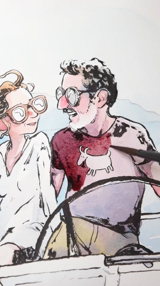 Illustration réalisée pour un faire-part de mariage ! 🛥️👰♀️💍
#aquarelle #watercolor #painting #lyon #wedding #mariage