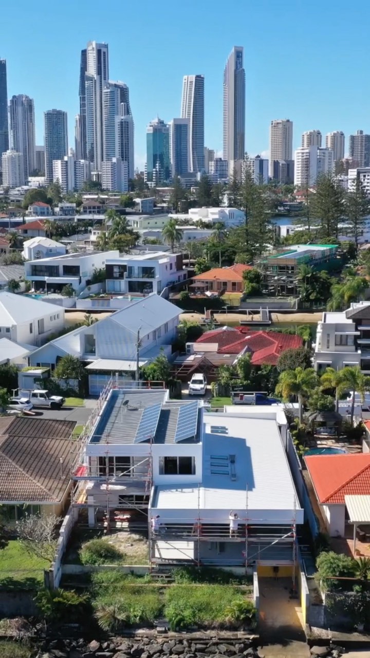 Our renovation on Isle of Capri is nearing lockup thanks to a huge effort from @coastwide_projects and their team of trades.
We assisted this private client by designing additions to the front and rear of their existing house which increased its internal floor area and proximity to the canal and pool for improved views and breezes.
We also assisted with various internal works and documented the client's preferred exterior modifications to the upper storey.
Our working drawings were lodged for a setback relaxation with council's referral agency due to the proposal structural within the waterway setback, which were approved with with no hesitation.
Since undergoing construction, leaks in the original flat roof were discovered so a new roof was designed with our drawings for certification and updated accordingly.
We're excited to see the front fence and gatehouse built and the interiors brought to life in the near future.