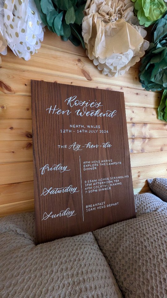 ⢠Hen do ready āØš„š
As Maid of Honour, @atkinsrosie asked me to plan her hen do. We had the best weekend in July with a wonderful group of women! ā¤ļø
One activity involved wetsuits... I discovered my body was not made for a wetsuit! took me hours to get the thing on š¤£
Of course the decor involved some calligraphy! A little keepsake to remind my lovely Rosie of her special weekend.
Thank you to @waterfallcountrypods for looking after us! Highly recommend their accommodation for a peaceful getaway š³
#cotswoldscalligraphy #cotswoldscalligrapher
#cotswoldssmallbusiness #gloucestershiresmallbusiness #cotswoldsweddingbusiness #cotswoldsweddingsupplier #gloucestershireweddingsuppliers #gloucestershirecalligraphy #gloucestershiresmallbusiness #hendo #hendodecor #hendodecorations #hendosigns #hendosign #hendoagenda #hendoplans #hendocalligraphy